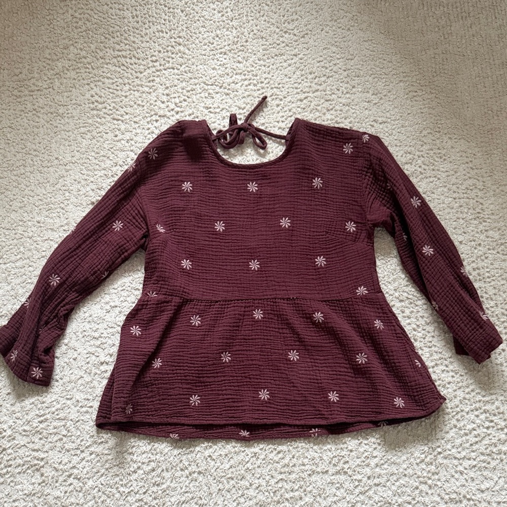 Madewell Burgundy Floral Textured Blouse